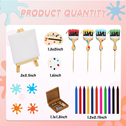 Taiyin Art Cake Decorations Paint Brush Cupcake Toppers Art Paint Cake Topper Artboard Palette Cake Topper Artist Themed Cake Decor for Girl Boy K...