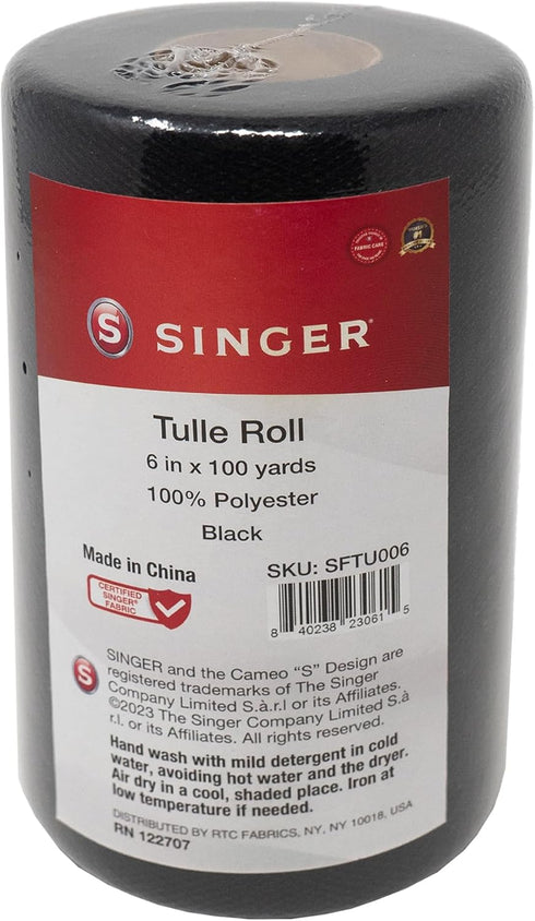 Singer Black Tulle Fabric Rolls 6 Inch by 100 Yards (300 ft)...