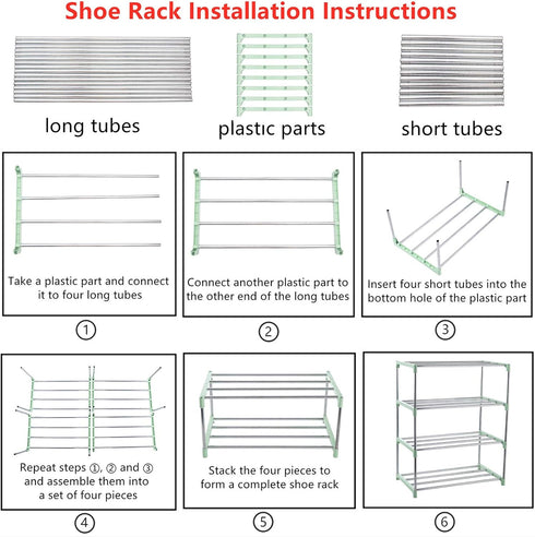 4-Tier Stackable Small Shoe Rack, Lightweight Shoe Shelf Storage Organizer for Entryway, Hallway and Closet (Green)...