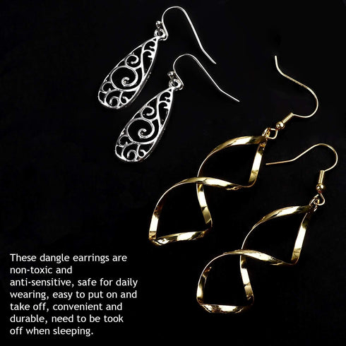 ESRICH 20 Pairs Alloy Earrings with 8 PCS Gold,12 PCS Sliver,20 Styles of Earrings for Women ewelry Fashion and Christmas gifts Valentine Birthday...