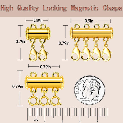 OHINGLT Necklace Layering Clasps Magnetic Slide Lock Clasp Necklace Connector Multi Strands Slide Tube Clasps...