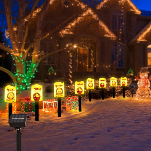 Solar 4PCS Christmas Decorative Lights Candle Lights Flickering Flameless LED Lights Outdoor Waterproof Xmas Decorations for Garden...