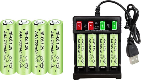 8PCS 1.2V 700mAh Ni Cd AAA Rechargeable Battery with USB Charger for Wireless Microphones, Electric Toys, Remote Mice, Calculators, Razors, Keyboa...