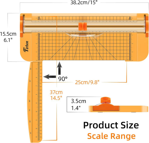 Firbon Yellow A4 Paper Cutter, 12 Inch Titanium Straight Paper Trimmer with Side Ruler for Scrapbooking Craft, Paper, Coupon, Label, Cardstock...