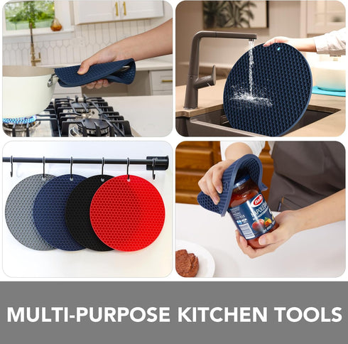 Joyhalo Trivets for Hot Dishes - Hot Pads for Kitchen, Silicone Pot Holders for Hot Pots and Pans, Silicone Mats for Kitchen Countertops, Table, F...