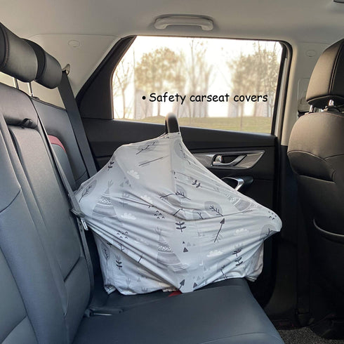 Multi-use Cover Carseat Canopy - Car Seat Covers for Babies, Breastfeeding Cover (Grey Grove)...