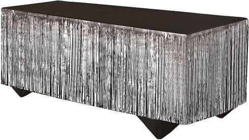 Forum Novelties Tinsel Fringe Table Skirt, 144 inches x 29 inches, Silver...