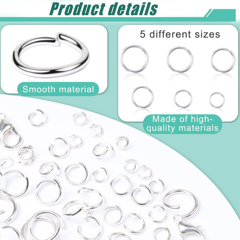 Jump Rings for Jewelry Making Kit, 1500pcs Jewelry Repair Kit for Necklace Bracelet, Lobster Clasps and Closures Repair Supplies Kit with Pliers T...
