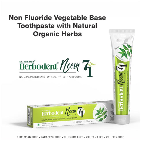 Herbodent® NEEM 7 in 1 Toothpaste-Organic Herbs-Neem, Black Seed & Xylitol for Anti Cavity-Cardamom & Mint for Taste & Freshness-Baking Soda for E...
