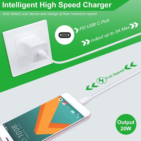 Pixel 8 7a Fast Charger for Google Pixel 8 Pro 7a Fold 7 Pro 6a 6 5a 5 4a 4 XL 3a 3 2,20W Fast USB C Wall Charger PD Power Adapter+6ft Type C to C...