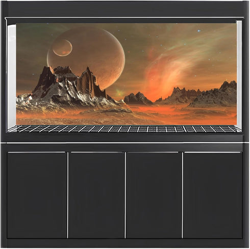 AWERT 48x18 inches Sci-Fi Interstellar Theme Aquarium Background Silver Ore Yellow Sand Celestial Planet Fish Tank Background Vinyl Background...
