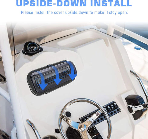 Water Resistant Marine Radio Cover - Boat Stereo Splash Guard Housing - Marine Stereo Waterproof Case for Universal Single DIN Media Receiver...