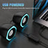 Computer PC Speakers USB Powered 3.5mm AUX Jack Volume Control Ice-Blue LED Light HiFi Stereo Sound Quality Mini Gaming Desktop Monitors Laptops S...