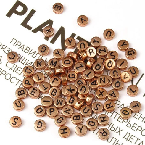 Letter Beads 1000pcs Acrylic Alphabet Letter Beads A-Z Letter for Jewelry Making (bg Rose Gold)...