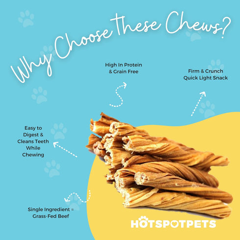 hotspot pets Tripe Twists for Dogs - Premium All Natural Beef Sticks - Single Ingredient Crunchy Dog Chew Treats - Rawhide Free -6 Inch Dog Treats...