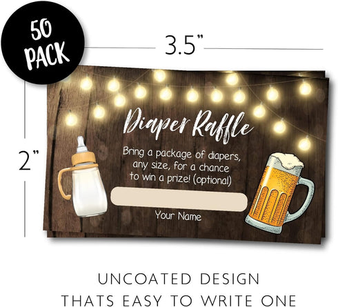Your Main Event Prints Baby Brewing Beer Bottle Baby Shower Diaper Raffle Card - Neutral Diaper Raffle Ticket - 50 Count - 3.5" x 2"...