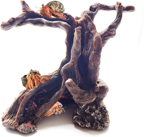 Hermit Crab Climbing Toys Aquarium Decorations Artificial Tree Trunk Ornaments Betta Fish Hideout Caves Reptile Habitat Decor Accessories for Leop...