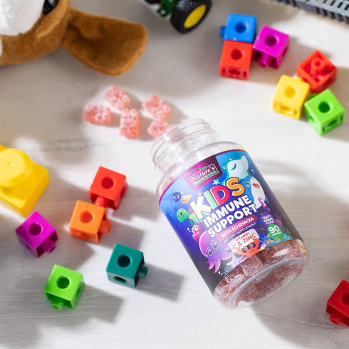 Kids Immune Support Gummies with Vitamin C, Zinc & Echinacea, Gluten Free & Non-GMO Chewable Immune Support for Kids Gummy, Daily Childrens Immune...