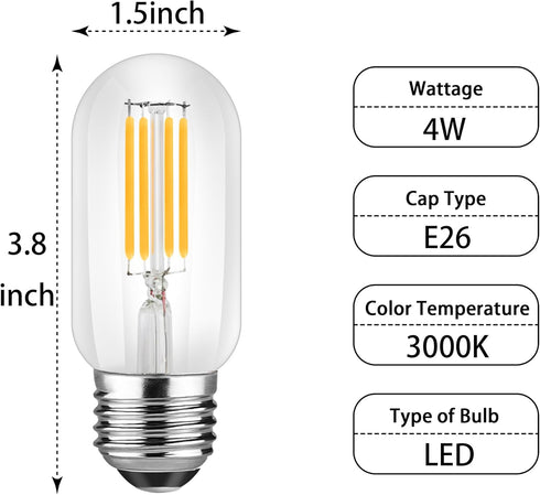 PIFUT T12 LED Bulb, E26 Dimmable LED Bulb, 110v 600Lumens 3000K 60W Equivalent, Tubular Light Bulb,4 Pack (Warm White)...