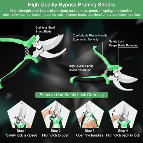Gardening Pruning Shears, ZXK CO 3 Pack Hand Pruner Floral Scissors with Stainless Steel Blade, Non-slip Handle, Professional Garden Tool Set for ...