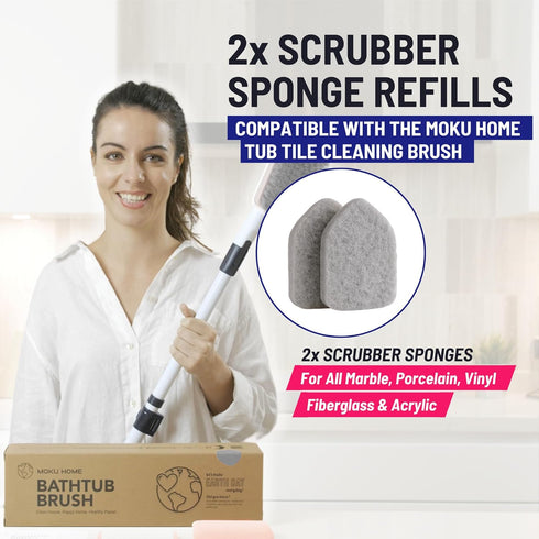 Replacement Scrubber Sponge Head Scrubber Refill for Extendable Tub Tile Shower Scrubber for Cleaning Non-Scratch (2X Scrubber Sponge Gray)...