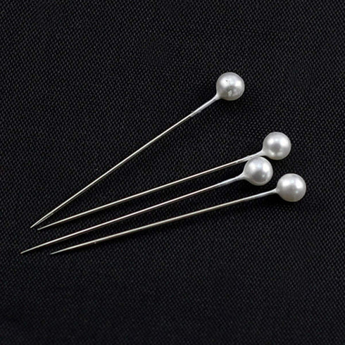 Quilting Supplies Boutonniere Pin 100pcs Pearl Head Metal White Round Bead Head Stick DIY Handmade Craft Supplies for Women Ladies Pin Wedding Dec...