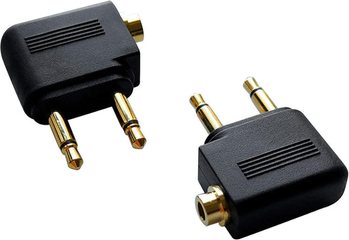 Dual 3.5mm Male to 3.5mm Female Airplane Headphone Adapter Gold Plated (2 Pack)...