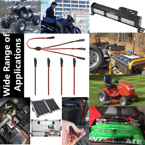 SAE Power Extension Cable Y Splitter 1 to 3 Connector With Dust Cap And 4 Pcs 2 Pin Quick Disconnect Wire Harness(4 Pcs 1.2 FT+1 Pcs 1 to 3)...