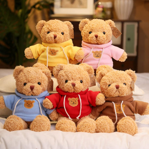 11.8 inches Teddy Bear Stuffed Animals Soft Plush Cute Teddy Bear with Hoodie Doll for Boys Girls (Blue)...