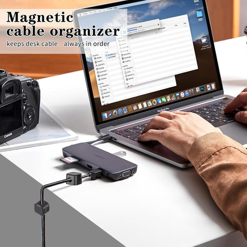 6 Pack Magnetic Cable Clip Clips, Under Desk Cable Management,Hgliagtsmat Adhesive Cord Clip Storage Box for Home Desk Phone Car Wall Desktop Nigh...