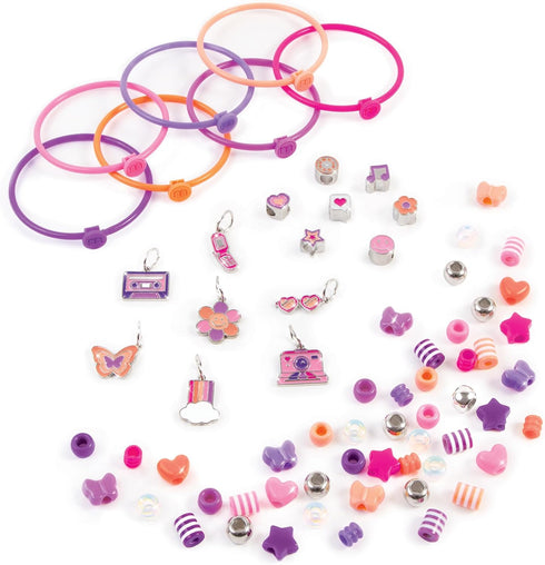 Make It Real: DIY Fashion Beaded Bangle Bracelets - Create 7 Bracelets, 71pcs All-in-1 Jewelry Kit, Purple-Pink-Orange, Crafts, Girls & Kids Ages ...