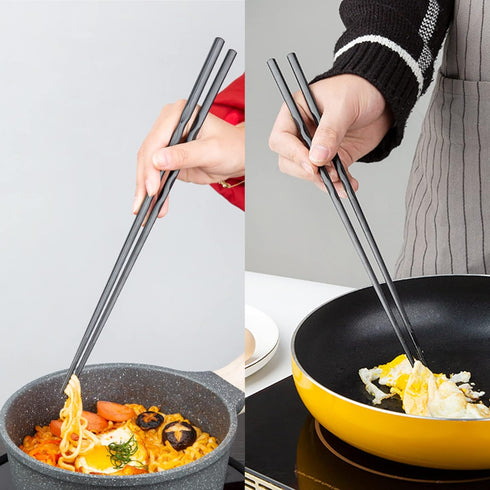 2 Pairs 12.6 Inches (32cm) Cooking Extended Chopsticks Reusable, Fiberglass Chop Sticks for Kitchen Noodles Frying Hotpot, Japanese Chinese Extra ...