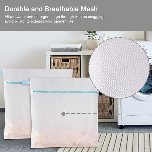 Polecasa Premium Soft Fine Mesh Laundry Bags with Sturdy Zipper for Delicates - 2 Pack Jumbo Durable Laundry Wash Bags - Protect Clothes in Washin...
