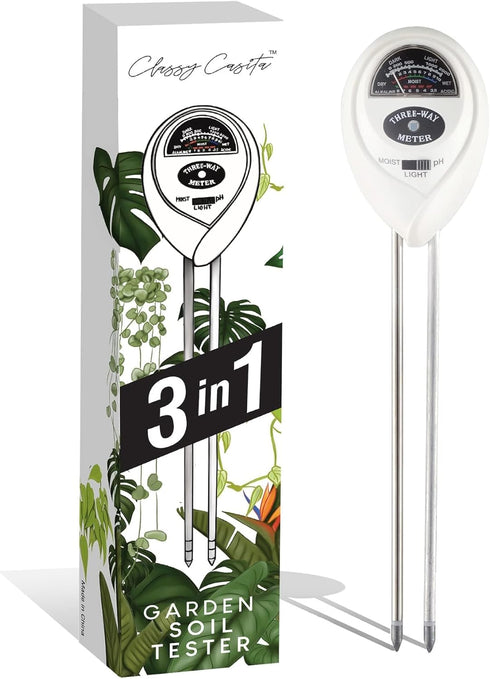 Classy Casita 3-in-1 Soil Moisture, Light, pH Meter - Hygrometer Tester for Indoor and Outdoor Plants - Monitor levels for garden, farm, lawn, hou...