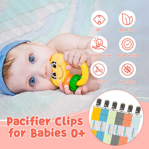 Babygoal Pacifier Clips, 6 Pack Pacifier Holder for Boys and Girls Fits Most Pacifier Styles & Baby Toys and Baby Gift 6MP10...