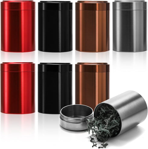 Yesland 8 Pack Smell Proof Containers, 1.7 oz Aluminum Storage Jar Portable Airtight Container Bottle, Mini Tea Tins for Spices, Coffee, Teas, Her...