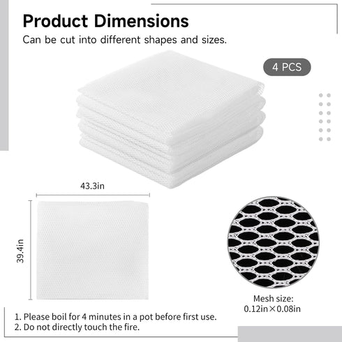 4 Pcs Rice Net, 43.3"×39.4" Sushi Rice Cooking Net, Non-Stick Fine Mesh Rice Cooker Napkins, Tetoron Rice Nets, Cooking Steam Cloths for Homes, Re...