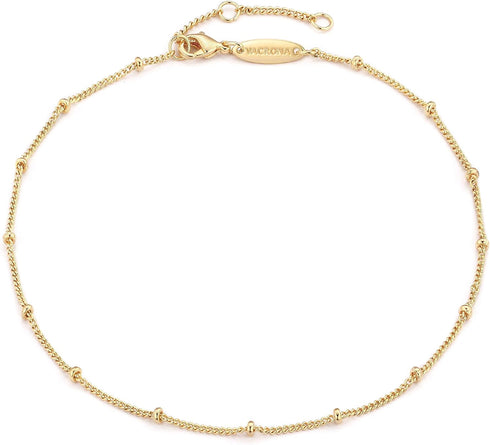 VACRONA Gold Anklets for Women 14K Gold Plated Boho Beach Beaded Chain Anklet Dainty Turquoises Evil Eye Ankle Bracelet Adjustable Chain Anklet Fo...