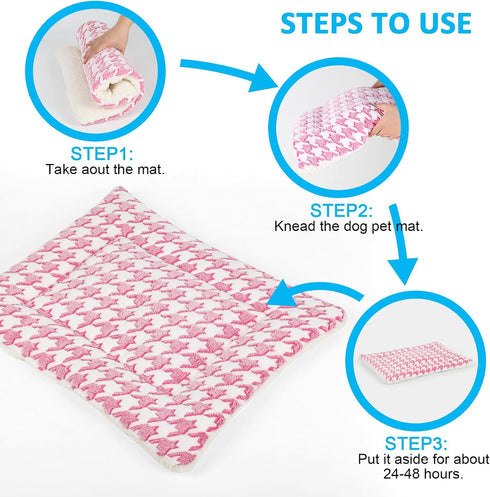Dog Bed Mat, Reversible Dog Crate Pad for Medium Small Dogs, Portable and Soft Pet Bed Mat, Machine Washable Pet Bed Pad for 24-inch Kennel(Pink)...