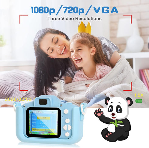 Kids Camera, Kids Selfie Camera with Unicorn Silicone Cover, Digital Camera with Photo Stickers and Puzzle Games, Boys and Girls Gifts, with 32GB ...