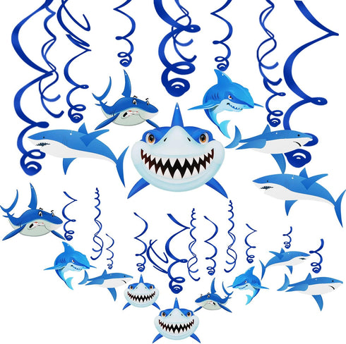30PCS Shark Hanging Swirls Decorations - Summer Pool Decoration Under the Sea Party Decoration Ocean Theme Party Supplies Baby Shark Birthday Part...