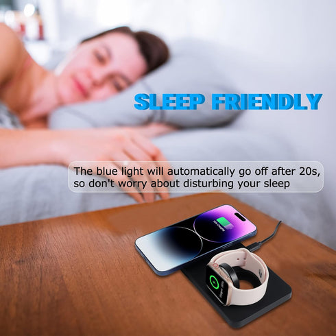 M13 2 in 1 Magnetic Wireless Charging Station,Qi Certified Charging Pad, Ultra Thin with QC3.0 Adapter for Dual Devices iPhone 14 13 Pro Max/Apple...