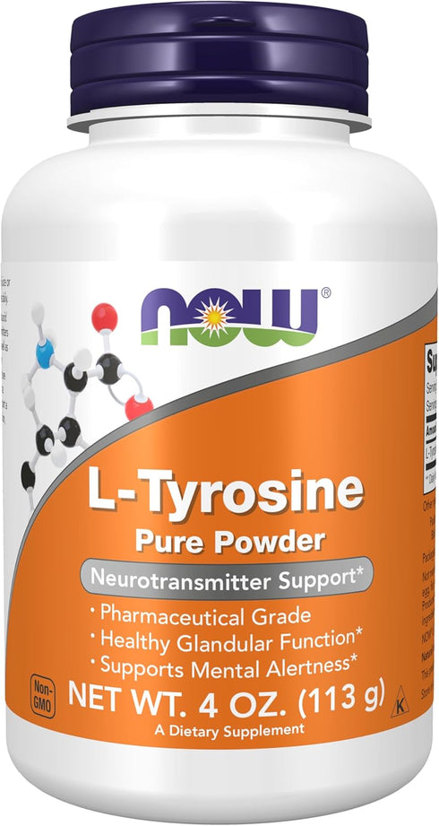 NOW Supplements, L-Tyrosine Powder, Free-Form, Neurotransmitter Support*, Amino Acid, 4-Ounce...