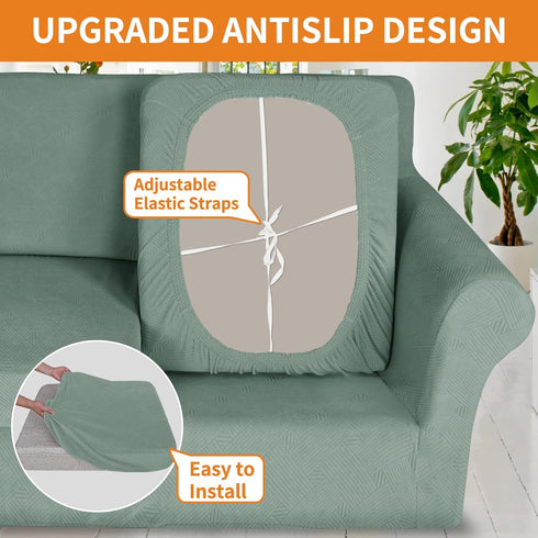 YEMYHOM Stretch Individual Cushion Covers Sofa Chair Seat Cushion Slipcovers Soft Couch Cover Replacement Striped Pattern Furniture Protector with...