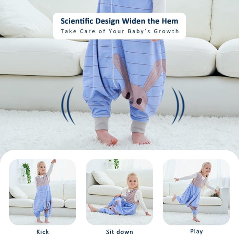 MICHLEY Toddler Sleeping Sack with Feet Newborn Infant Sleeveless Sleeping Bag 2-way Zipper Baby Wearable Blanket for Walkers,Blue Rabbit,3-5T...