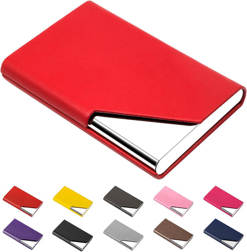 Padike Business Card Holder, PU Leather & Stainless Steel Multi Card Case for Men & Women, Name Card Holder, Credit Card Wallet, ID Case/Holder wi...