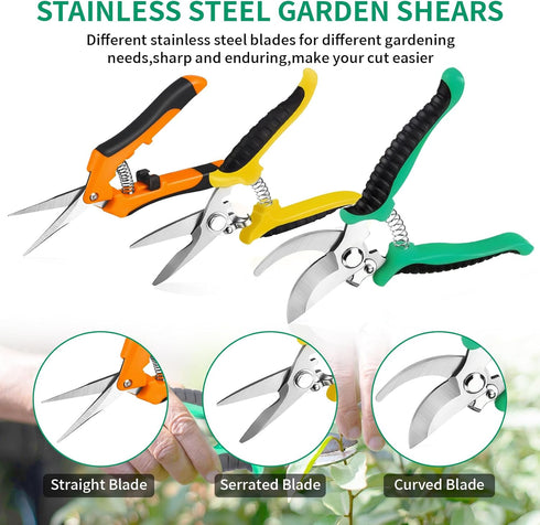 Garden Pruning Shears 3 Pack Gardening Shears Garden Scissors Stainless Steel Garden Shears Pruning Scissors Garden Clippers Pruning Shears for Ga...