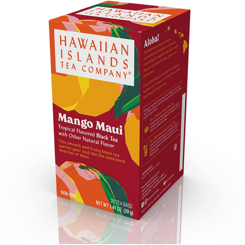 Hawaiian Islands Tea Company Mango Maui Black Tea, All Natural - 20 Teabags (1 Box)...