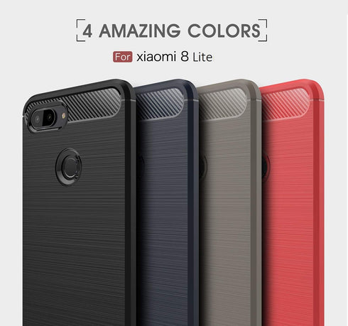 Case Compatible with Cellphone Xiaomi Mi 8 Lite Case, Carbon Fiber Shock Absorption Slim Case Compatible with Cellphone Xiaomi Mi 8 Lite (Red)...