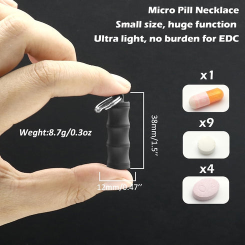 Titanium Small Pill Box Titanium Pill Case Necklace Nitro Mini Waterproof Keychain Pill Holder Lightweight Charming Pendant Necklace Pill Containe...